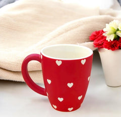 White Heart Printed Red Mug