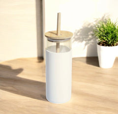 Glass Sipper with Sleeve - White