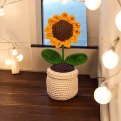 Handmade Crochet Sunflower Pot